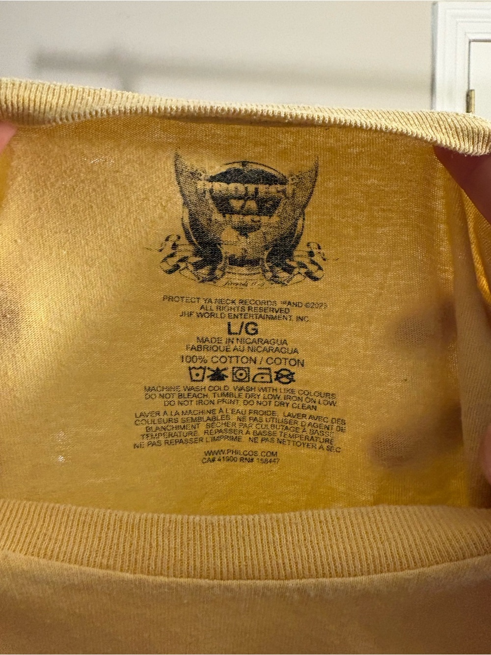 Wu Tang Protect Ya Neck Graphic Tee - Yellow Large - Picture 3 of 3